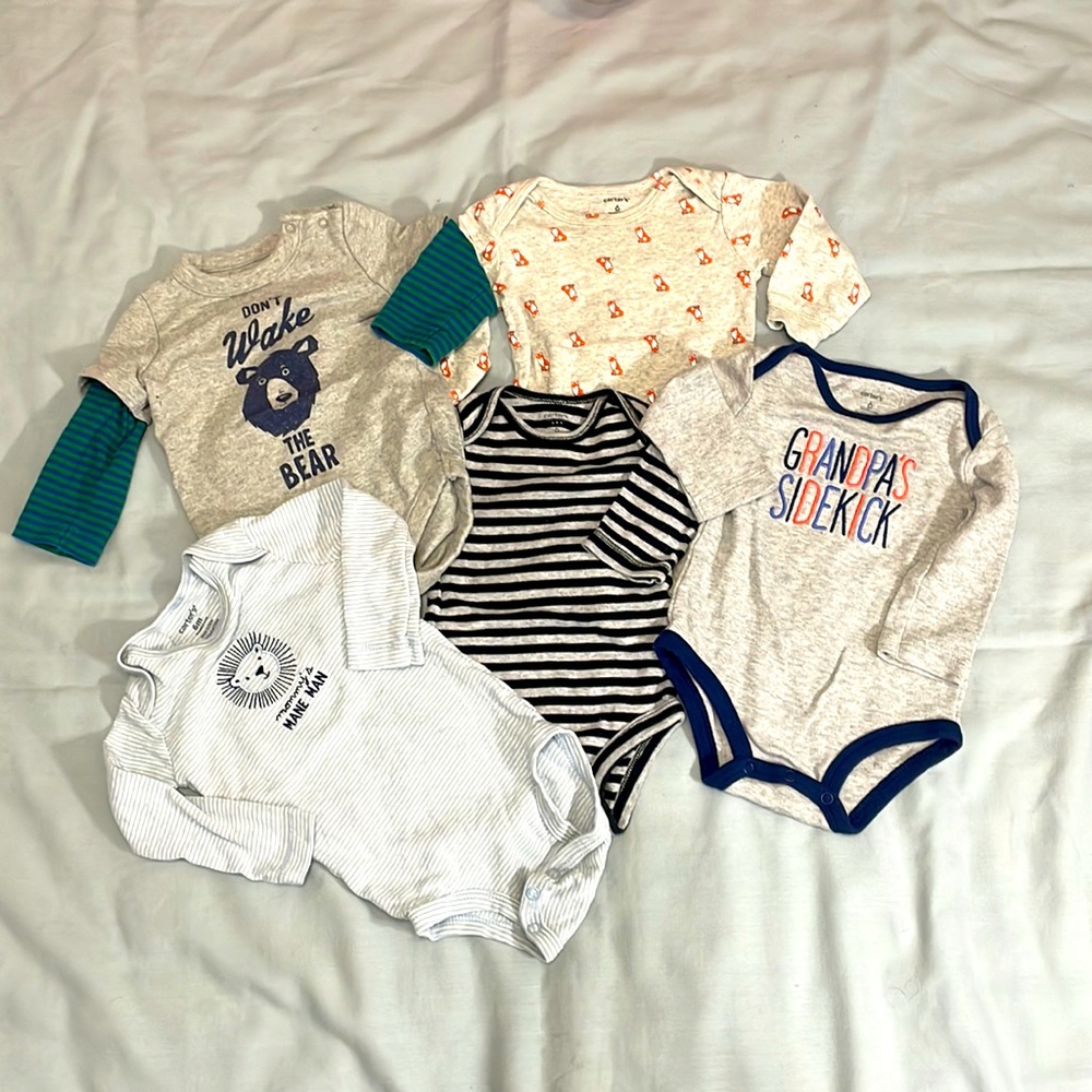 5 long sleeve boys bodysuits
